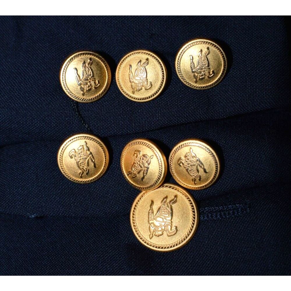 MINT 58XL BURBERRY Men's Blue 100% Wool Gold Button Blazer Jacket Coat